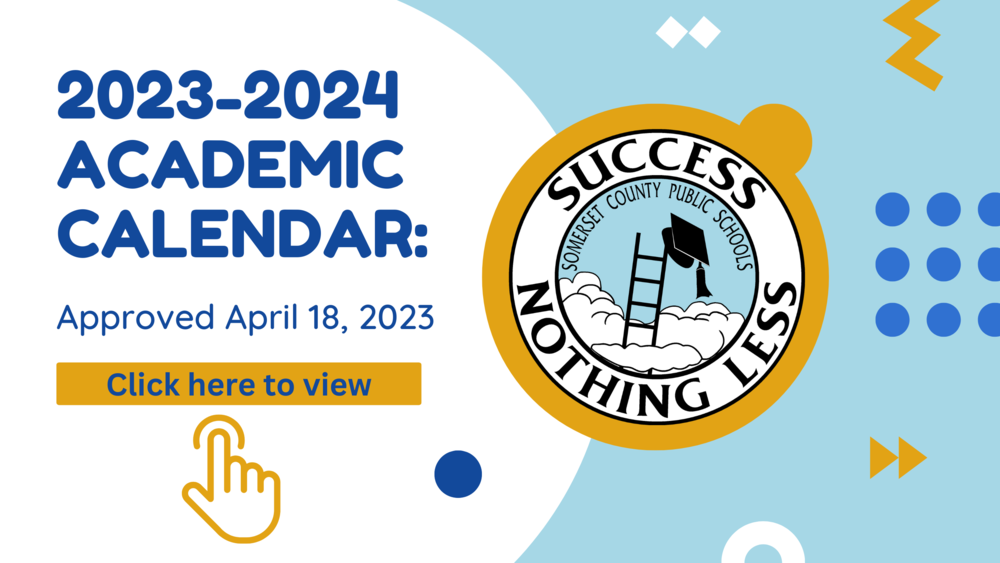 colorful shapes on a background with text 2023 2024 academic calendar: approved April 18, 2023 Click here to View with the SCPS Logo