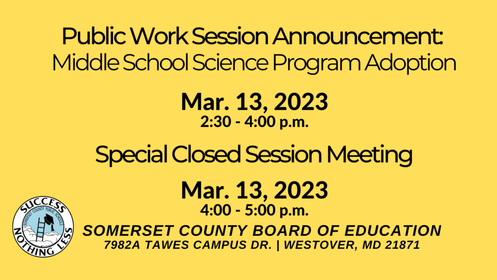 Public Work Sessions: Middle School Science Program Adoption & Special ...